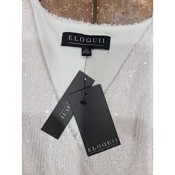 ELOQUII white Sequins Long sleeve dress Party - Picture 5 of 12